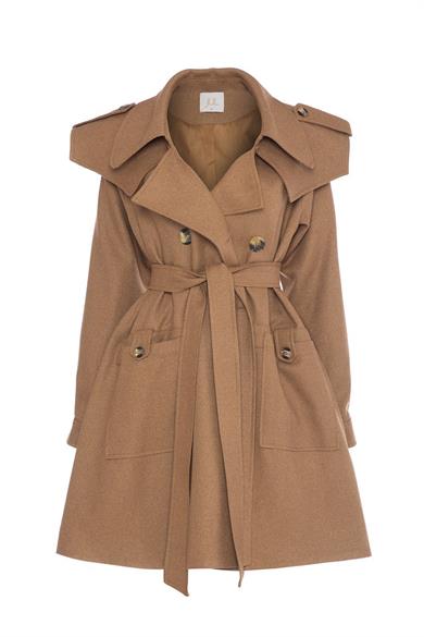 Kaşe İnce Trençkot Camel