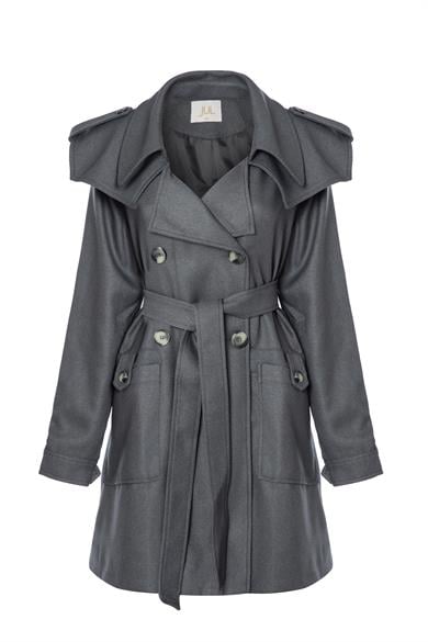 Kaşe İnce Trençkot Gri