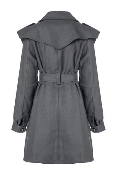Kaşe İnce Trençkot Gri