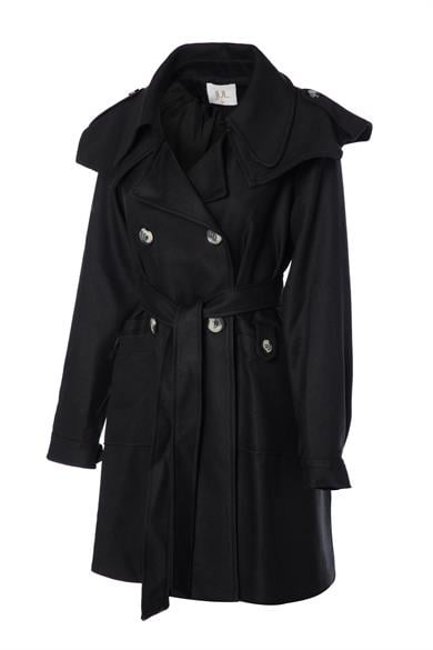 Kaşe İnce Trençkot Siyah