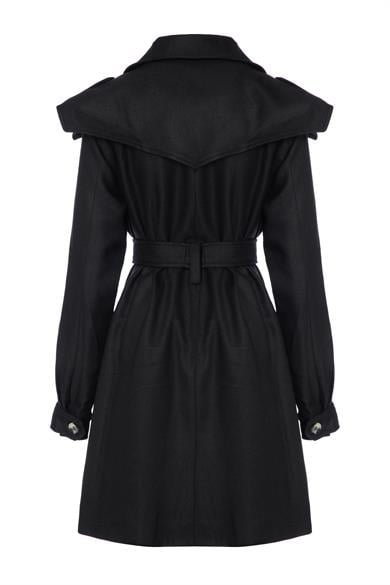 Kaşe İnce Trençkot Siyah