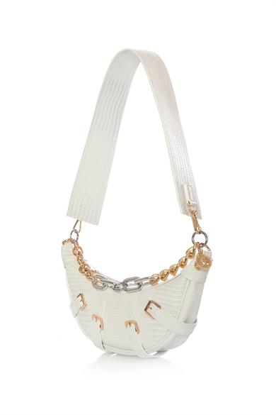 Kemer Detaylı Kol Çantası Beyaz