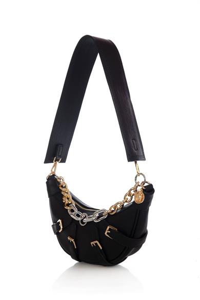 Kemer Detaylı Kol Çantası Siyah