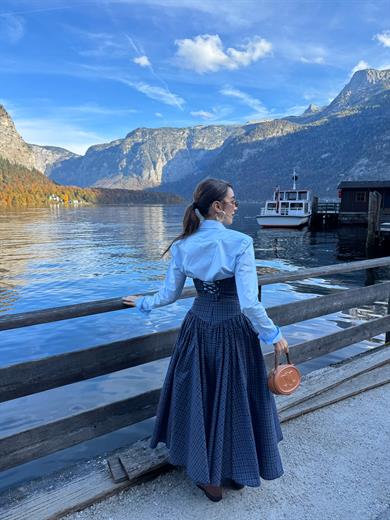 Pales Etek Lacivert Ekose