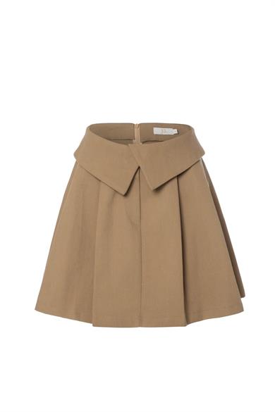 Pileli Etek Açık Kahve