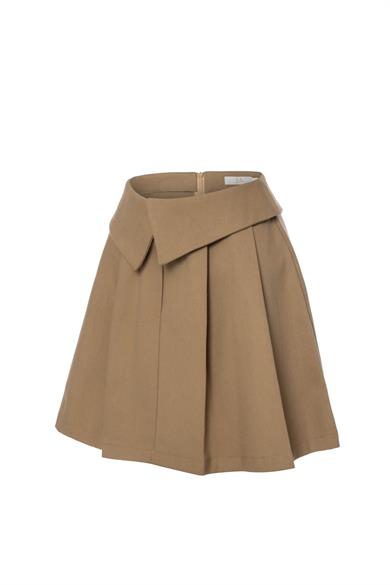 Pileli Etek Açık Kahve