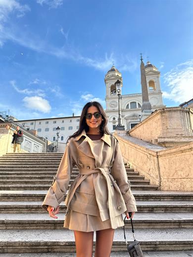 Pileli Etek Açık Kahve