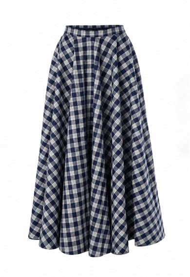Plaid Etek Lacivert