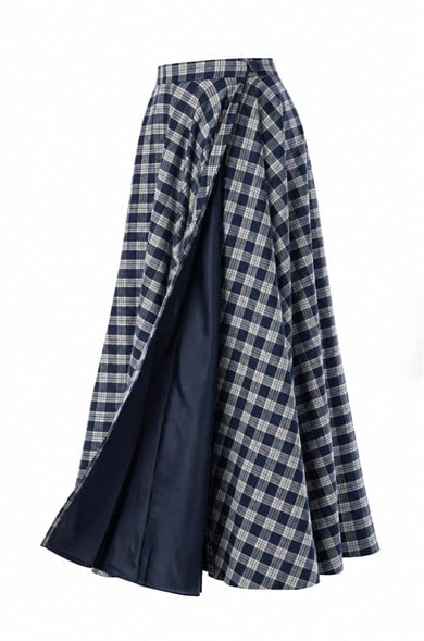Plaid Etek Lacivert
