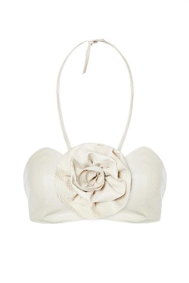 Rose Deri Büstiyer Bej Kroko