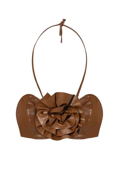 Rose Deri Büstiyer Kahverengi