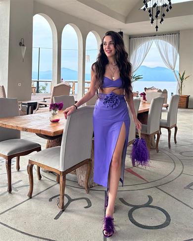 Rose Deri Büstiyer Mor