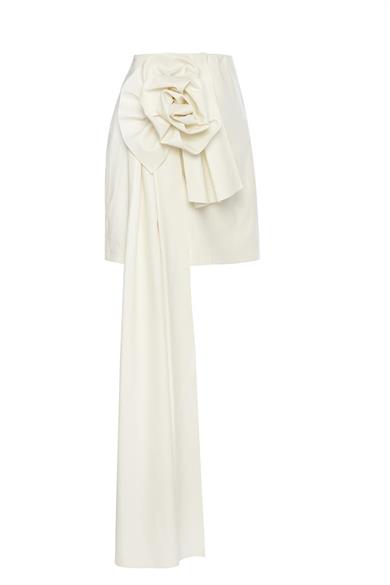 Rose Deri Mini Etek Beyaz