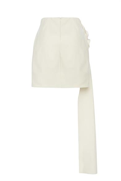 Rose Deri Mini Etek Beyaz