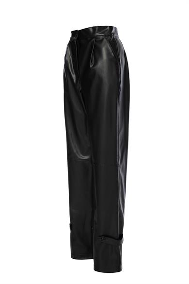 Rose Deri Uzun Pantolon Siyah