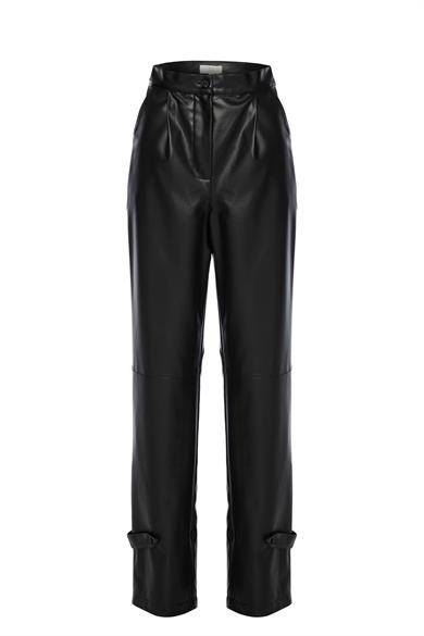 Rose Deri Uzun Pantolon Siyah