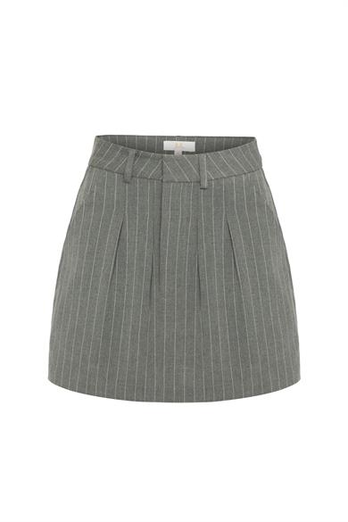 Sardonyx Mini Etek Çizgili Gri