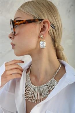 Silver Stirped Line Kolye