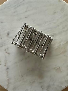 Silver Yaprak Stiped Bileklik