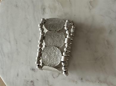 Silver Yuvarlak Plaka Bileklik