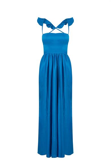 Sırtı Açık Elbise Mavi