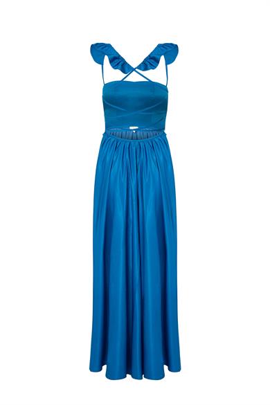 Sırtı Açık Elbise Mavi