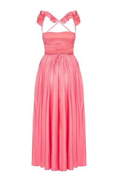 Sırtı Açık Elbise Pembe