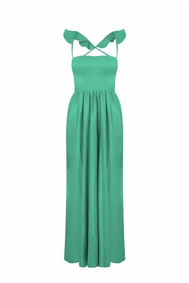 Sırtı Açık Elbise Yeşil