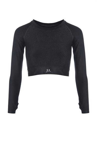 Uzun Kollu Crop Top - Tayt Takım Siyah