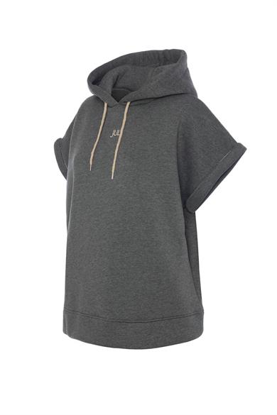 Vatkalı Kolsuz Sweatshirt Şardonlu Gri