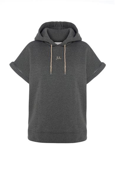 Vatkalı Kolsuz Sweatshirt Şardonlu Gri