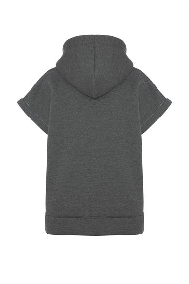 Vatkalı Kolsuz Sweatshirt Şardonlu Gri