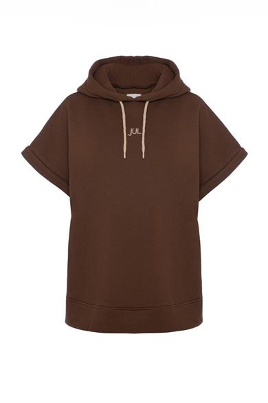 Vatkalı Kolsuz Sweatshirt Şardonlu Kahverengi