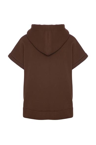 Vatkalı Kolsuz Sweatshirt Şardonlu Kahverengi