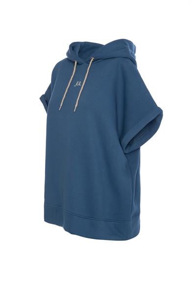 Vatkalı Kolsuz Sweatshirt Şardonlu Mavi