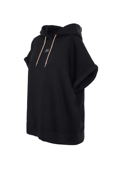 Vatkalı Kolsuz Sweatshirt Şardonlu Siyah