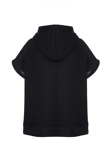 Vatkalı Kolsuz Sweatshirt Şardonlu Siyah