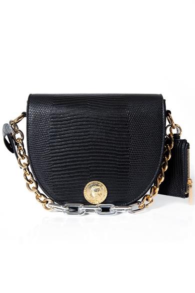 Yarım Ay Çanta Siyah Kroko