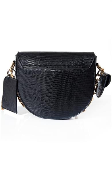 Yarım Ay Çanta Siyah Kroko