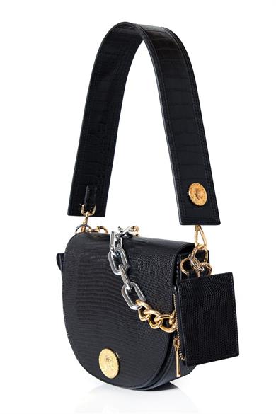 Yarım Ay Çanta Siyah Kroko