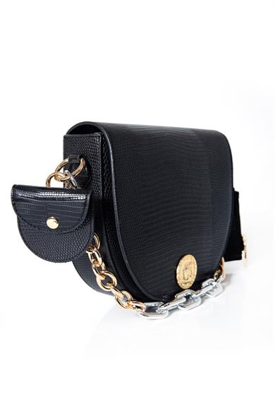 Yarım Ay Çanta Siyah Kroko