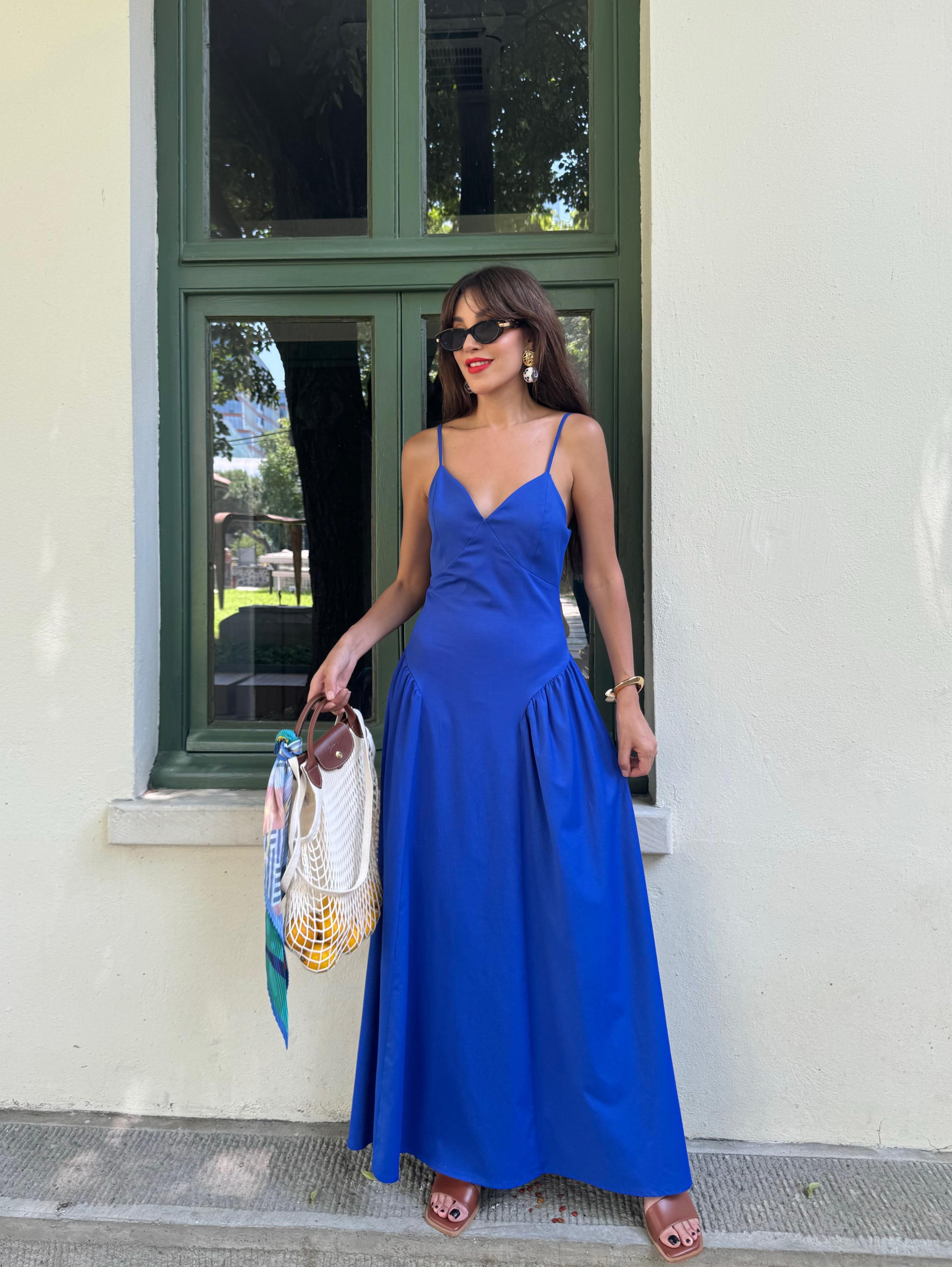 EMİLY UZUN ELBİSE Mavi