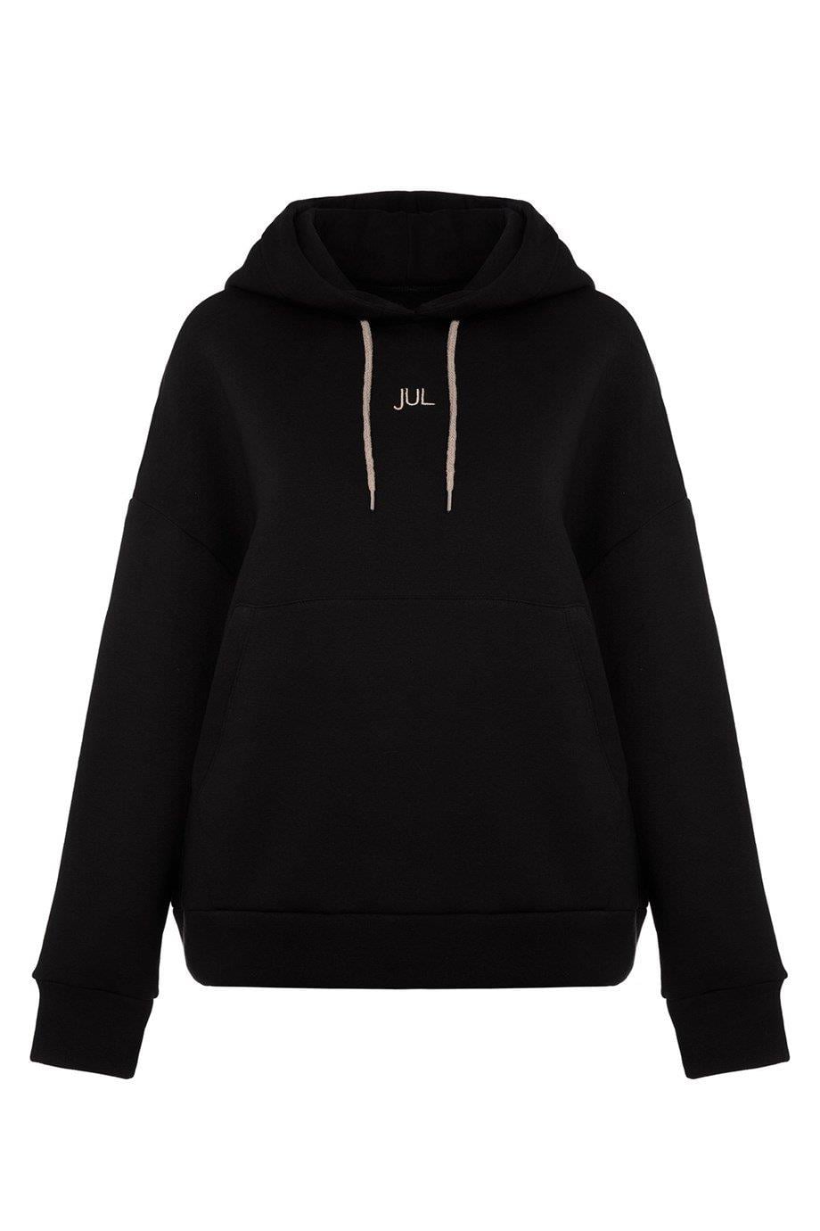 Hoodie Sweatshirt Şardonlu Siyah