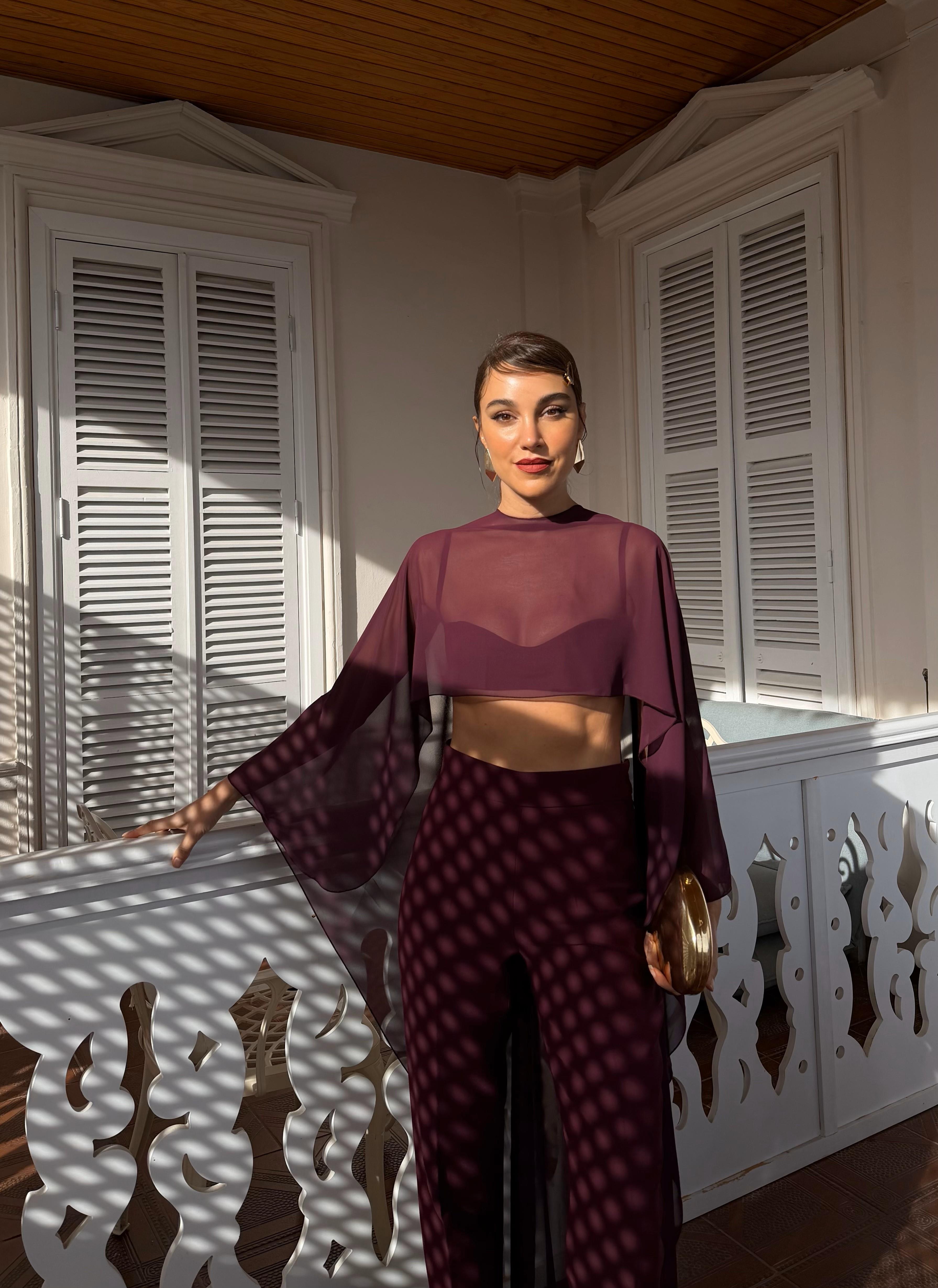 Mimosa Şifon Bluz Bordo