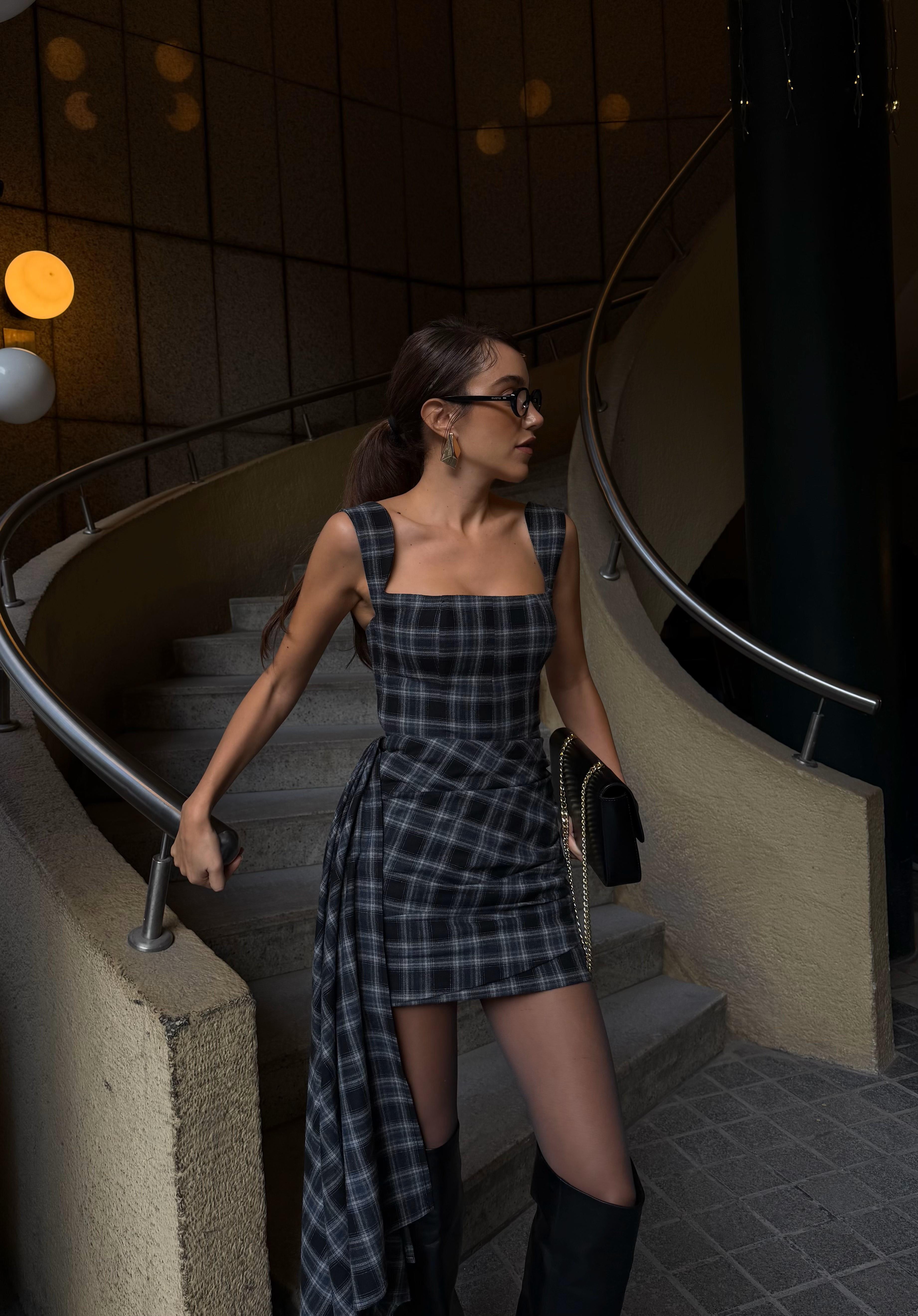 Molae Mini Etek Füme Ekose