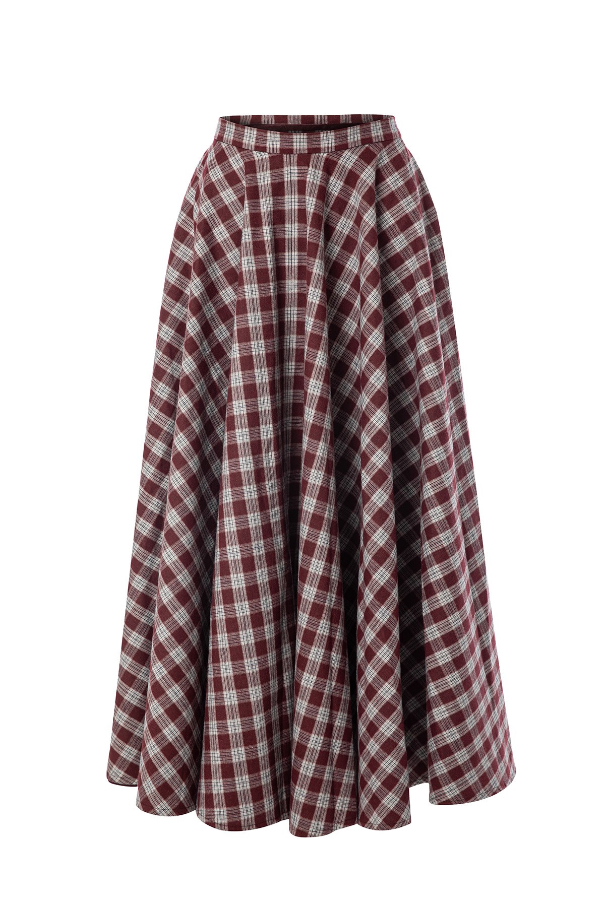 Plaid Etek Bordo