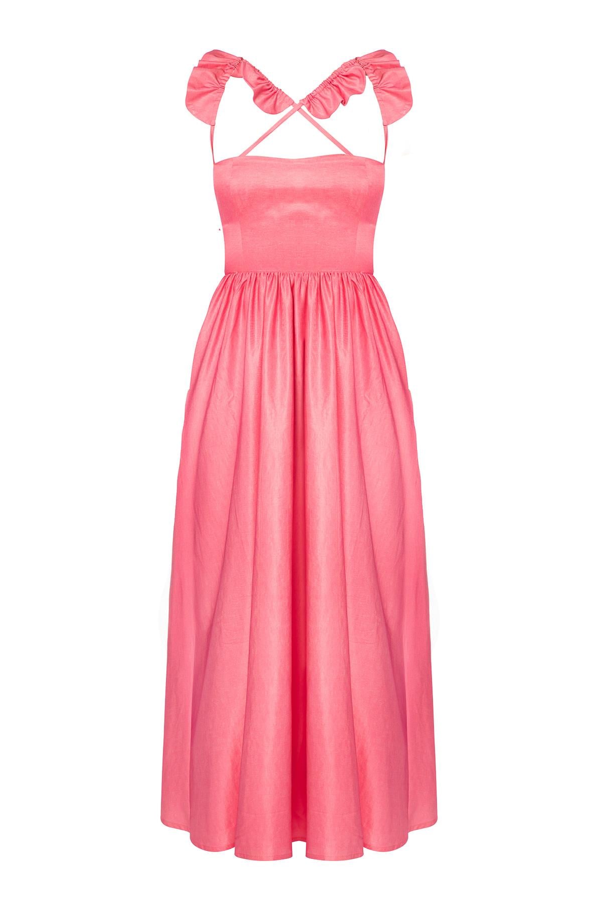 Sırtı Açık Elbise Pembe