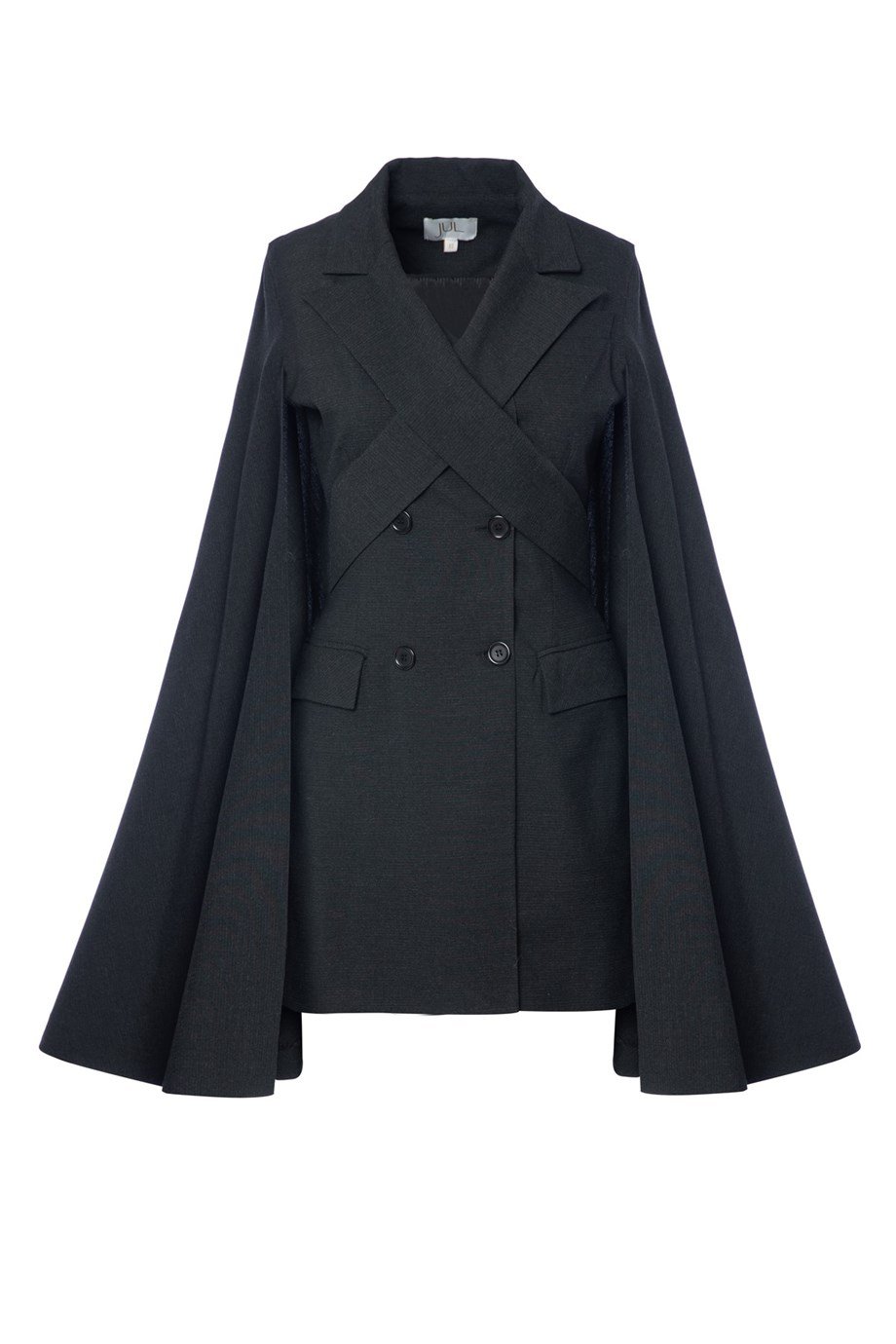 Jul Siyah Pelerin Detaylı Ceket Elbise