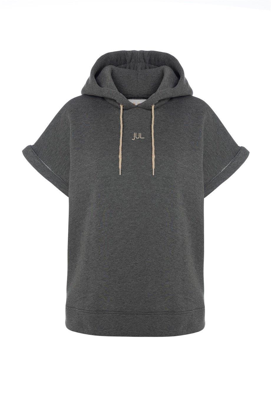 Vatkalı Kolsuz Sweatshirt Şardonlu Gri