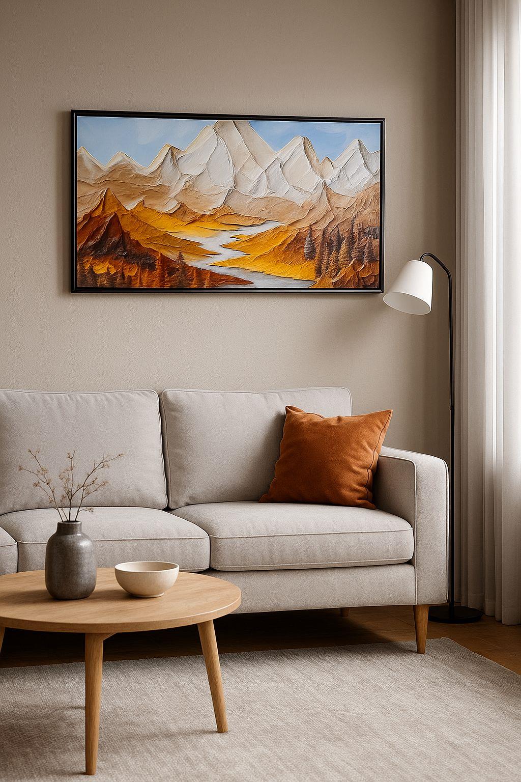 60x120 cm Renkli Manzara Tasviri 3D Yağlı Boya Dokulu Tablo